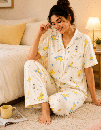 Korean Style Cartoon Cotton Night Suit for Women
