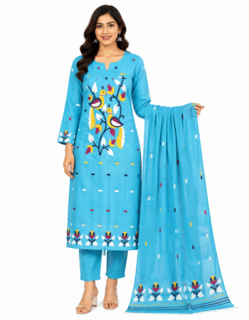 Women’s Blue Jamdani Cotton Kurta Set