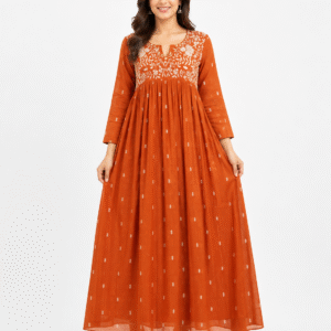 Orange Embroidered Frock