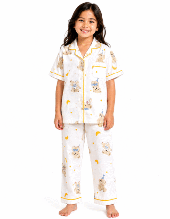 Unisex Kids Night Suit Teddy Bear Set
