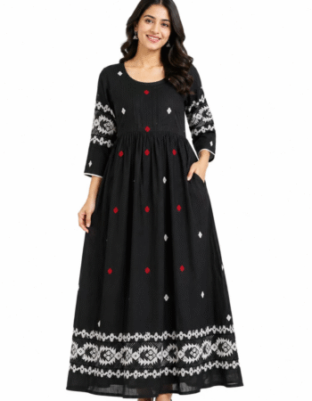 Black Floral Frock for Women