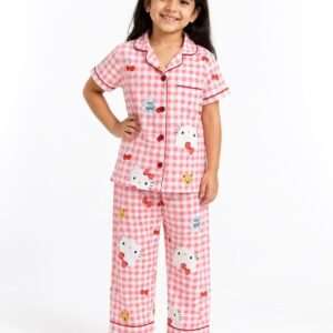 Shop Unisex Night Suit for Kids with a cute printed design, comfortable shirt and matching pajama pants. Perfect kids' sleepwear for boys and girls.