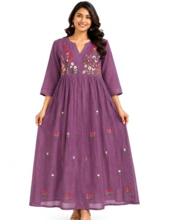 Purple Floral Frock for Women