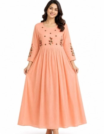 Peach Floral Frock for Women