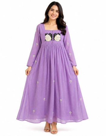 Purple Floral Frock for Women