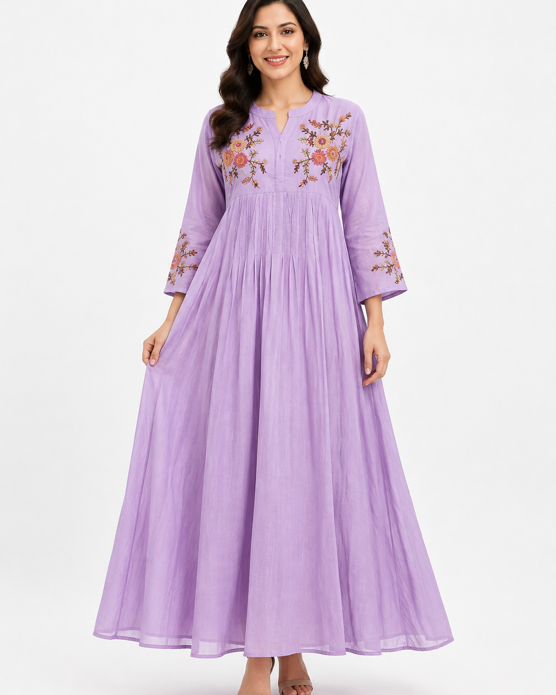 Lavender Floral Frock for Women